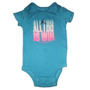 Jordan girls onesie- 0/6M- teal and pink- girls